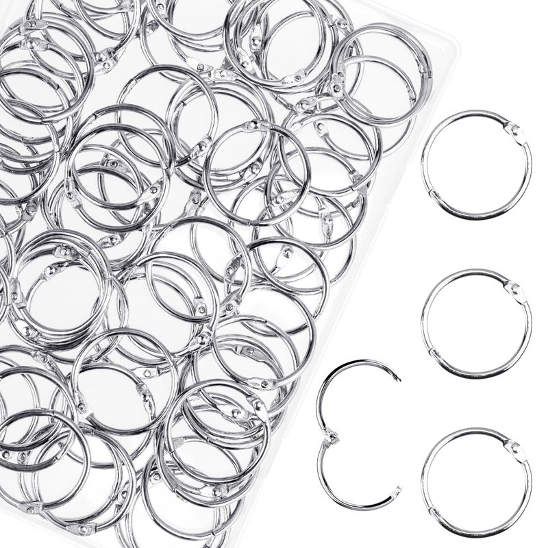 HAUTOCO 100 Pcs Loose Leaf Binder Rings, 1.2 Inch Nickel Plated Metal Binder Rings, Office Book Rings Keychain Key Rings for School Home Index Cards - Image 1